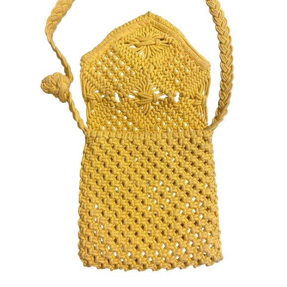 Tommy Bahama Macrame Crossbody Purse Yellow BOHO Bohemian Beach Bag Woven Purse - Picture 5 of 10